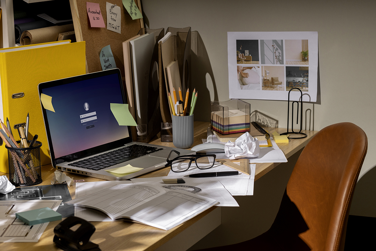 Entrepreneur’s office where chaos inspires productivity