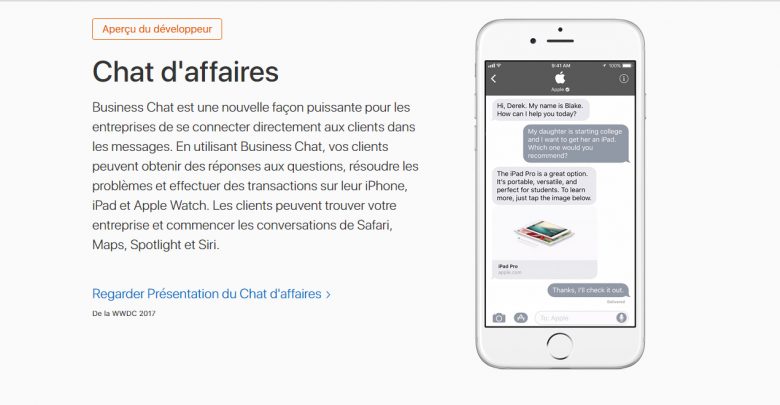 Apple lance Business Chat pour converser avec les entreprises