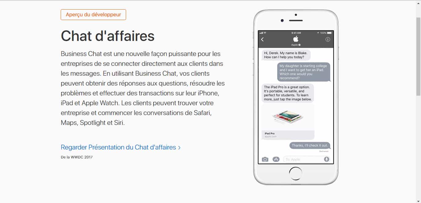 Apple lance Business Chat pour converser avec les entreprises