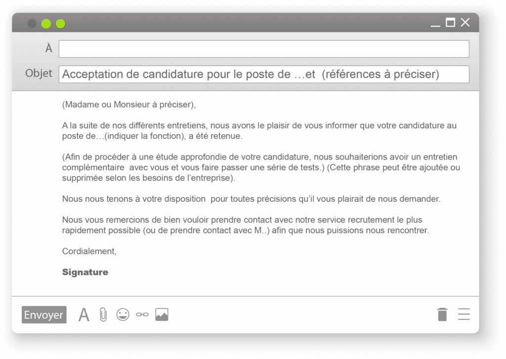 email acceptation condidature