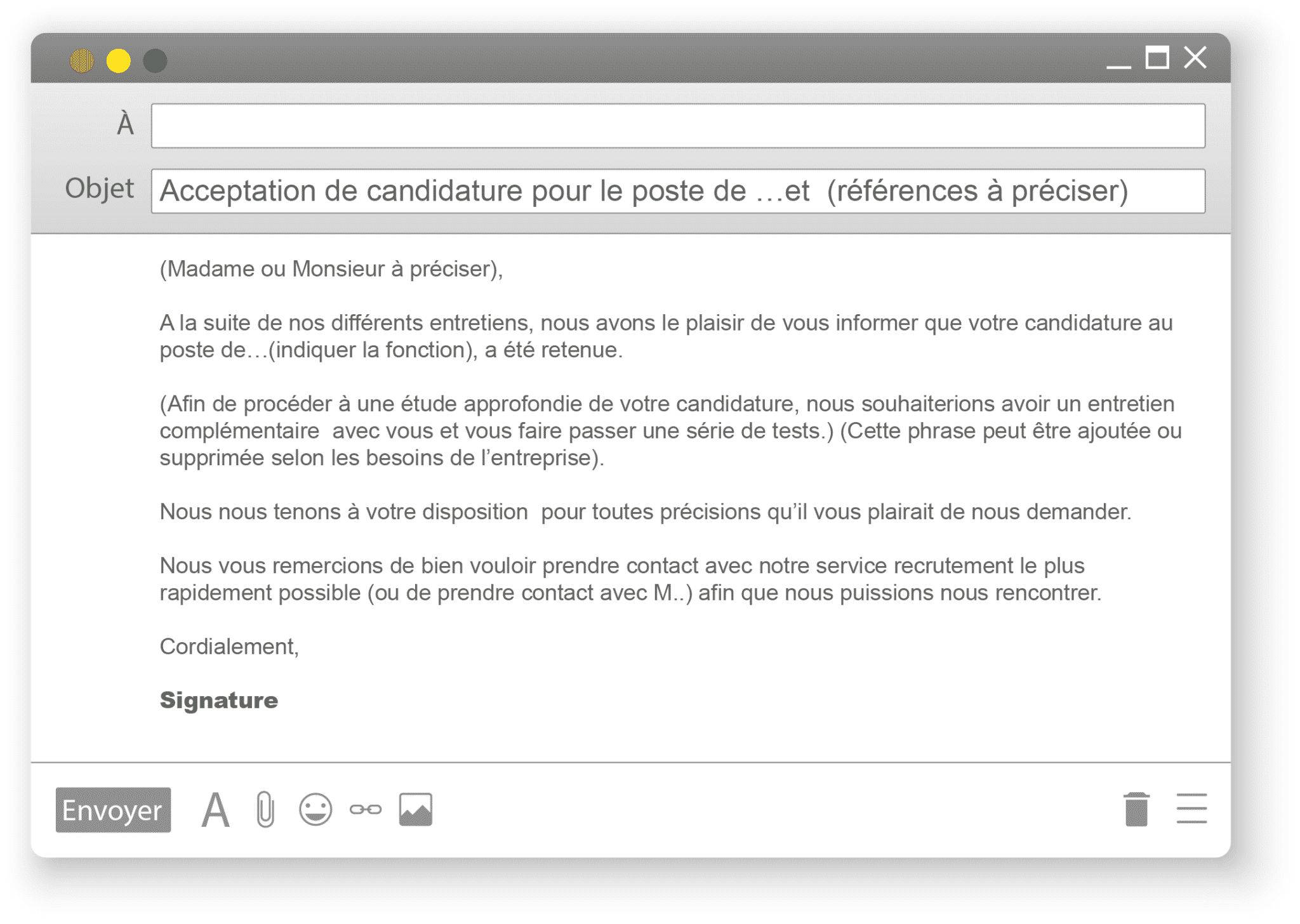 Lettre type d'acceptation de candidature