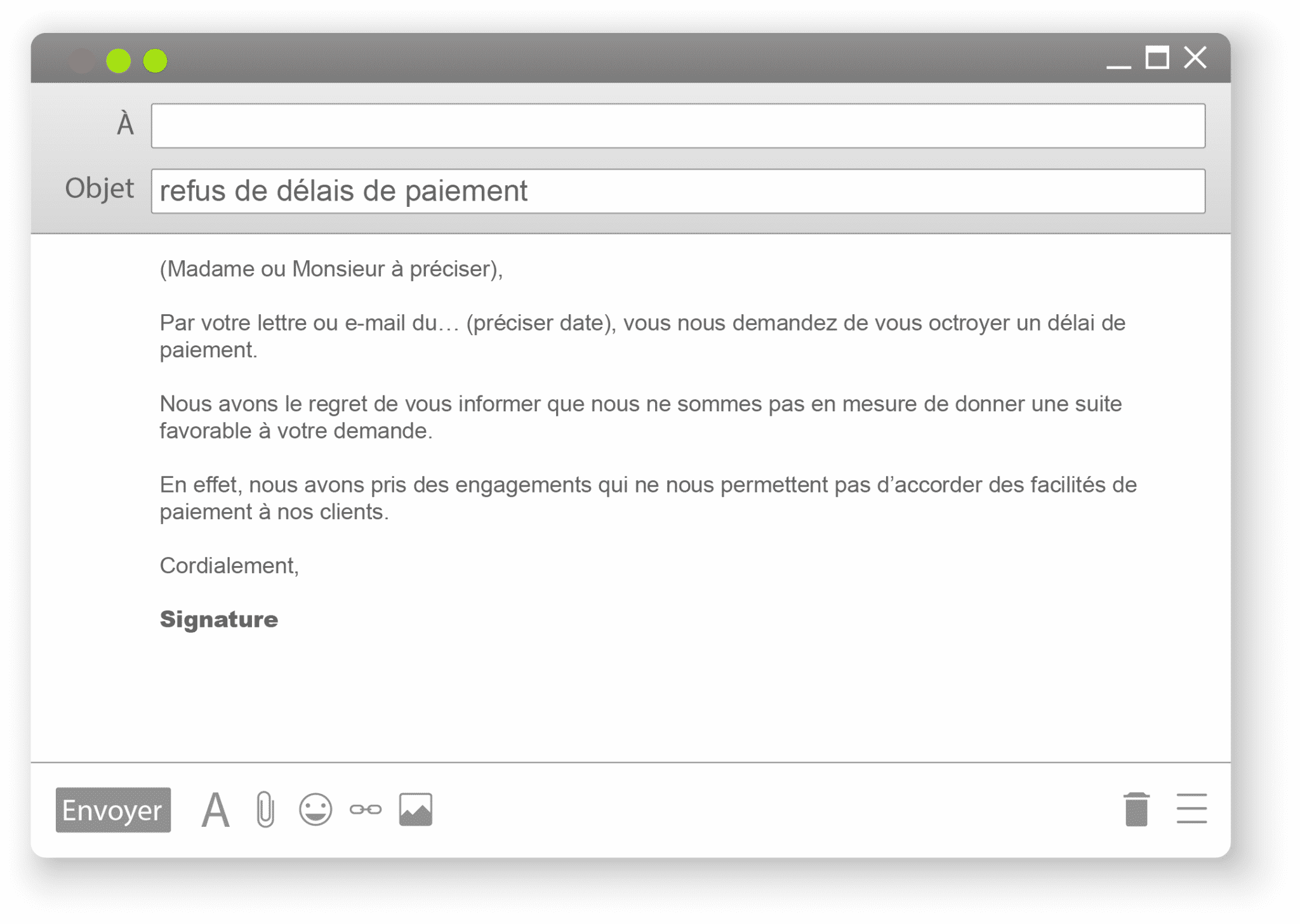 Lettre type de refus de délais de paiement