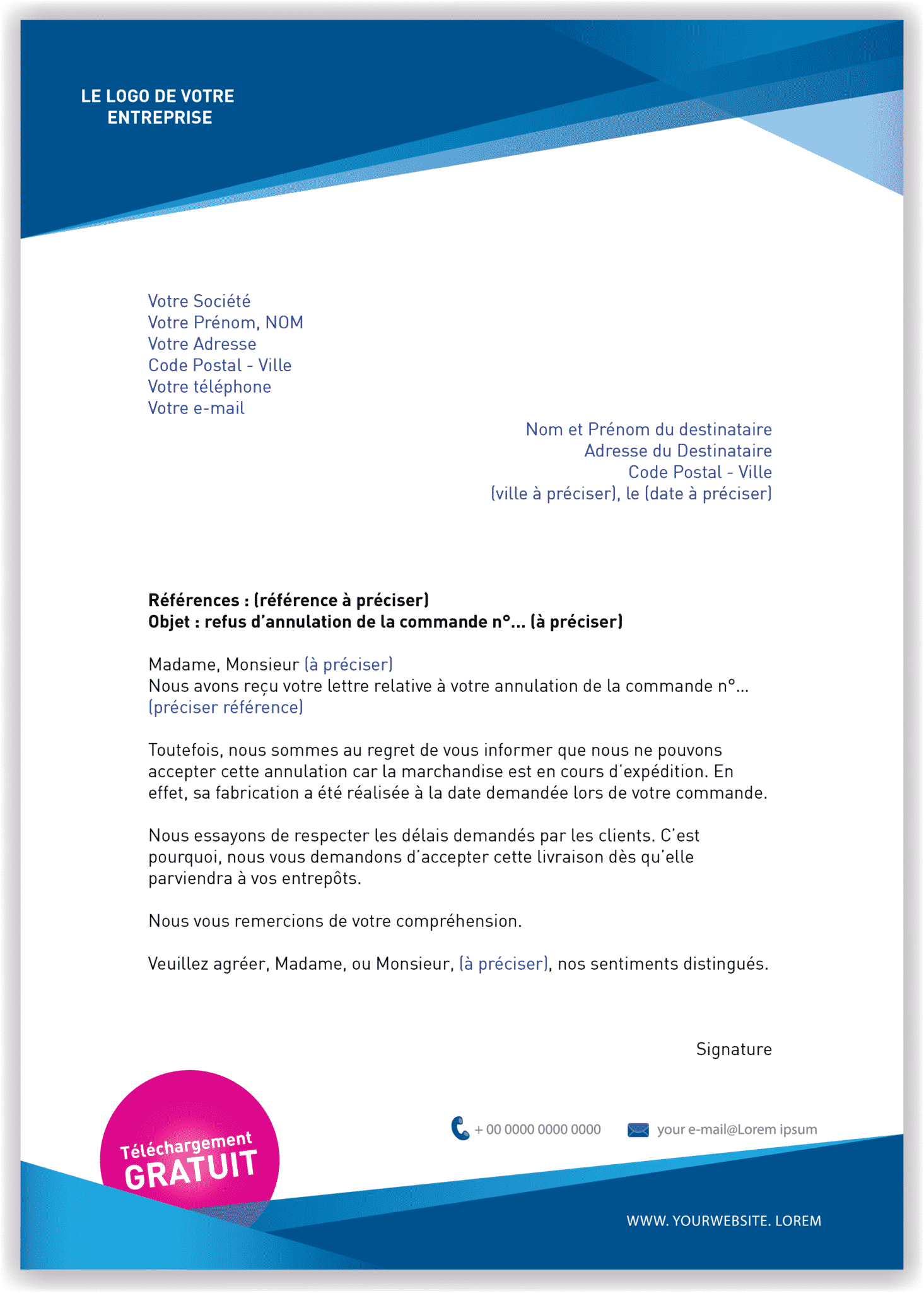 Annulation commande en magasin