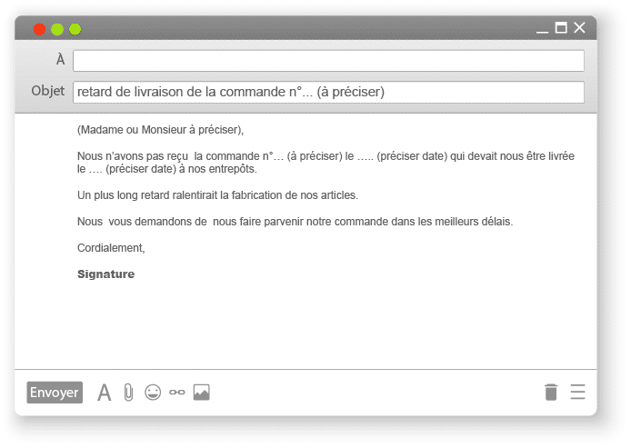 Lettre type d'information de retard de livraison du fournisseur